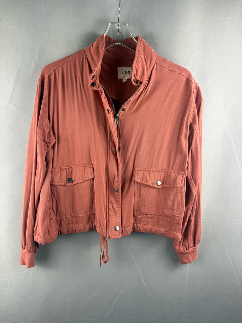 E&M Dusty Rose Utility Jacket Lightweight Snap Front Women’s Small